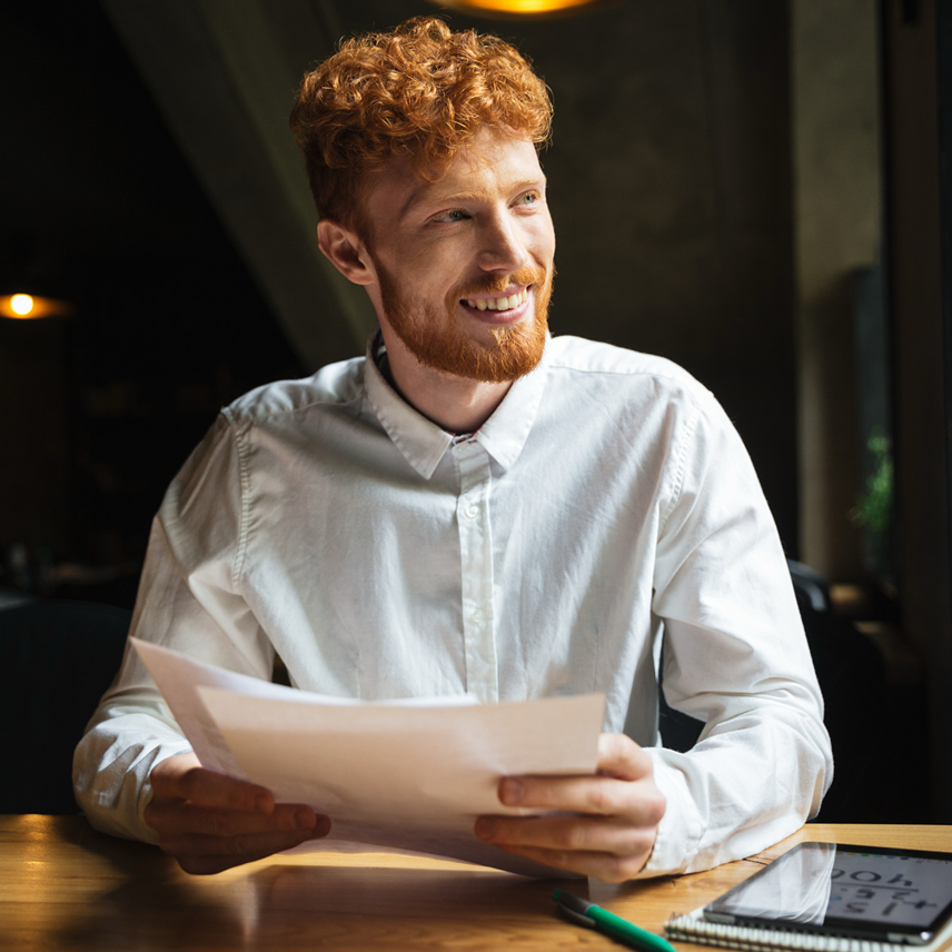 Borrower looking at paperwork