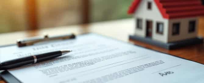 Mortgage renewal paperwork next to a model house, illustrating an investor-focused review of financing decisions.