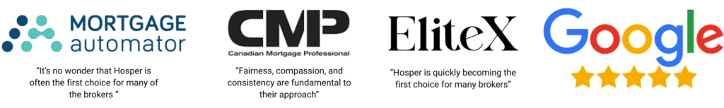 Reviews of Hosper from Mortgage Automator, Canadian Mortgage Professionals, EliteX, and Google